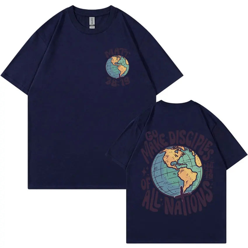 Go Make Disciples Christian Streetwear T Shirts Vintage Men Bible T Shirt Women's Fashion Aesthetic Cotton Short Sleeve T-shirts