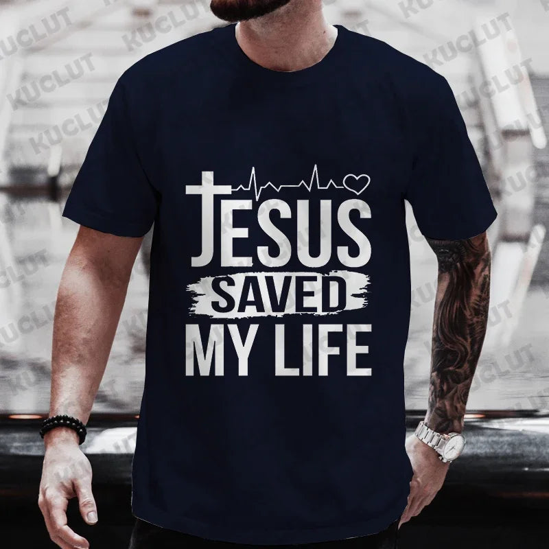 Men's Aesthetic Religious Christian T Shirt Jesus Bible Verse Print Men T-shirt Unisex Harajuku Casual Oversized T-Shirts Tops