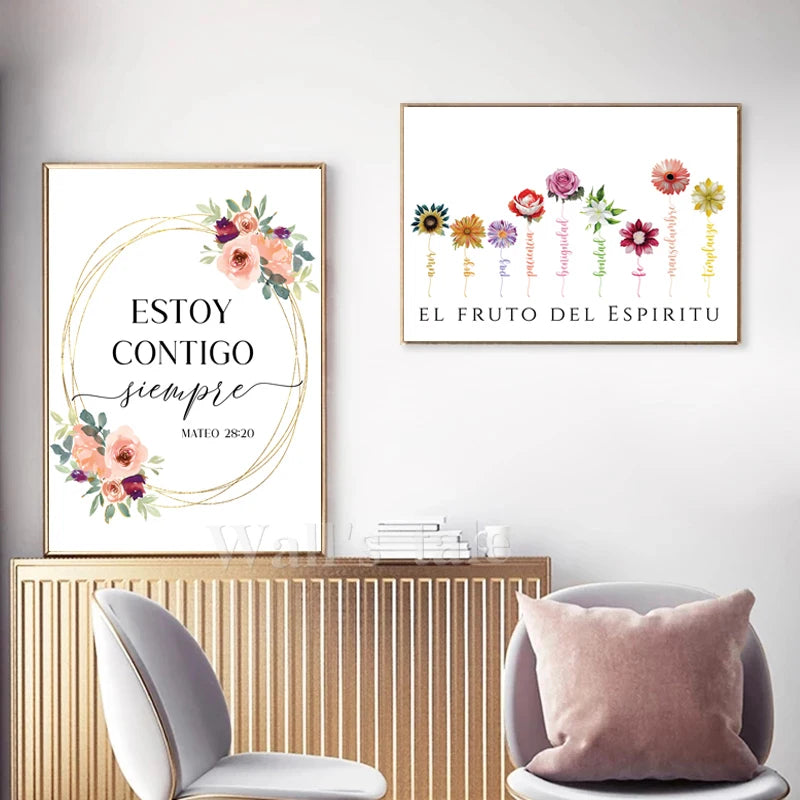 Spanish Bible Verse Quote Poster Verso De La Biblia Espanol Print Modern Scripture Wall Art Canvas Painting Christian Home Decor
