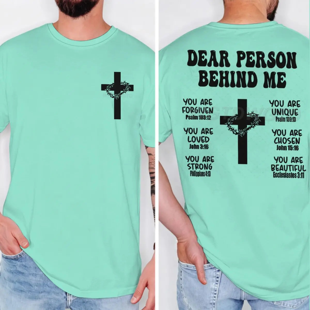 Christian Bible Verse T-shirt "Dear Person Behind Me" Print Men Tshirts Vintage Jesus Trendy Tee Top Short Sleeve Ropa Hombre