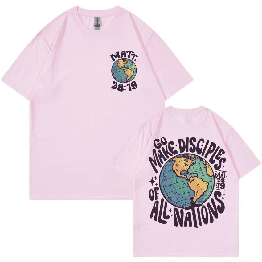 Go Make Disciples Christian Streetwear T Shirts Vintage Men Bible T Shirt Women's Fashion Aesthetic Cotton Short Sleeve T-shirts