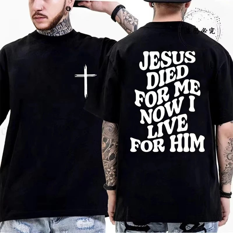Summer Men's T-Shirts Comfortable Round Neck Short-sleeved Casual T-shirt Christian Jesus Bible Verse Print Men Fashion Tshirts