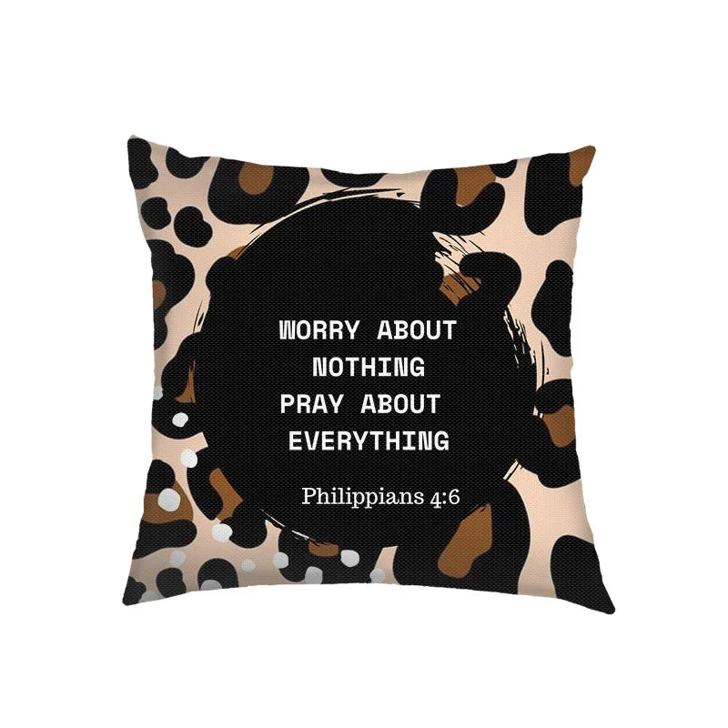 Flower Bible Verse Double-side Print Cushion Covers Christian Biblical Proverbs Pillowcase Home Decor Sofa Bedroom Pillow Cover