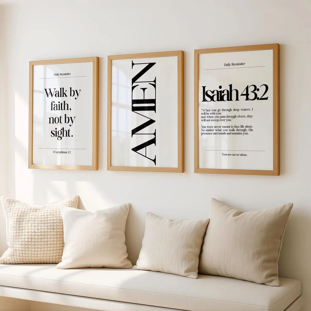 Christian Bible Verse Walk By Faith Wall Art Print Canvas Painting Poster Picture For Living Room,Bedroom,Restaurant Home Decor