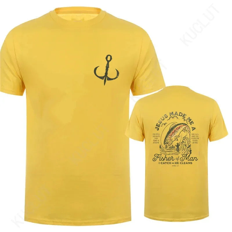 Christian Shirts for Men Christian T Shirts Fisher of Men TShirts Gift for Men Jesus Bible Verse Shirt Dad Birthday Gift Tops