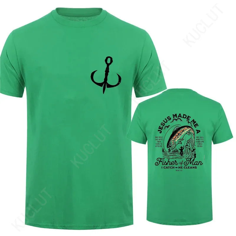 Christian Shirts for Men Christian T Shirts Fisher of Men TShirts Gift for Men Jesus Bible Verse Shirt Dad Birthday Gift Tops