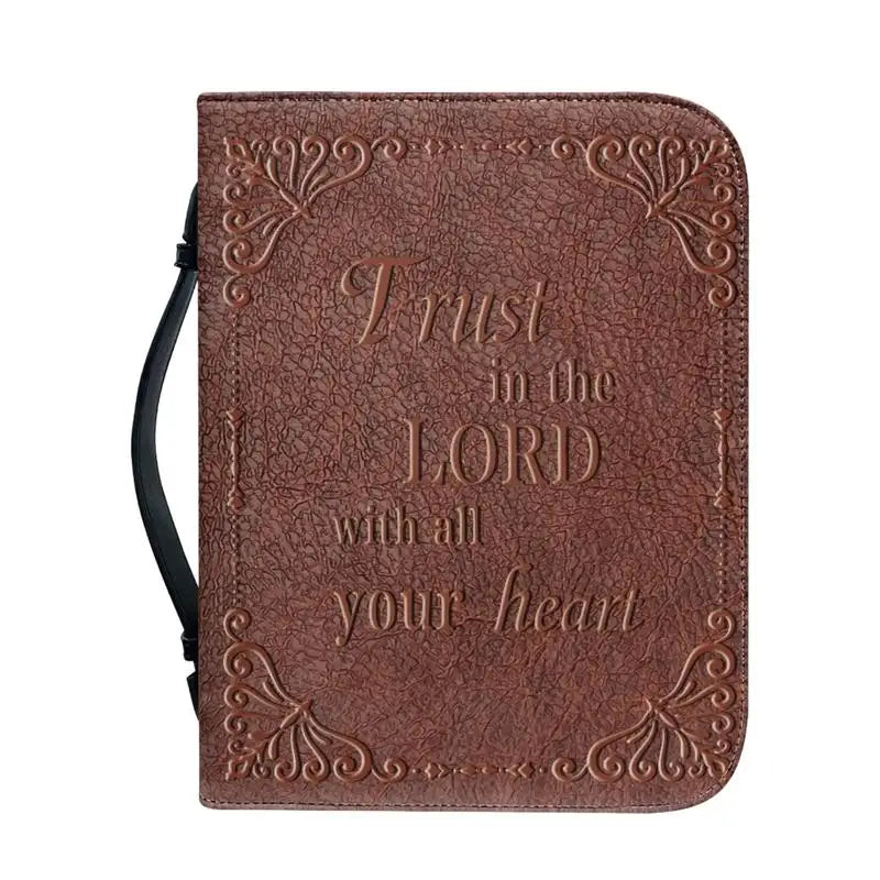 Women Classic Print Bible Bag Zipper Handle Handbags Bible PU Leather Cover Hymns Bible Case Carrying Bible Storage Bags