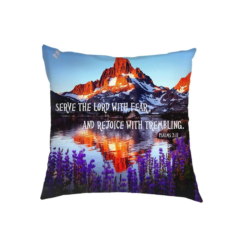 Flower Bible Verse Double-side Print Cushion Covers Christian Biblical Proverbs Pillowcase Home Decor Sofa Bedroom Pillow Cover
