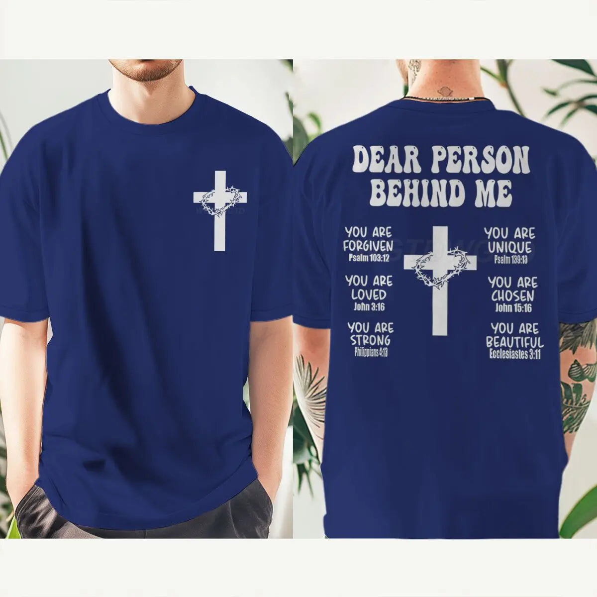 Christian Bible Verse T-shirt "Dear Person Behind Me" Print Men Tshirts Vintage Jesus Trendy Tee Top Short Sleeve Ropa Hombre