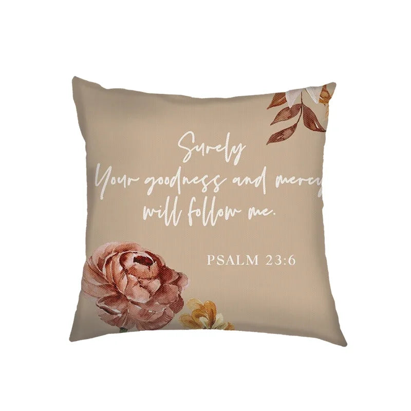 Flower Bible Verse Double-side Print Cushion Covers Christian Biblical Proverbs Pillowcase Home Decor Sofa Bedroom Pillow Cover