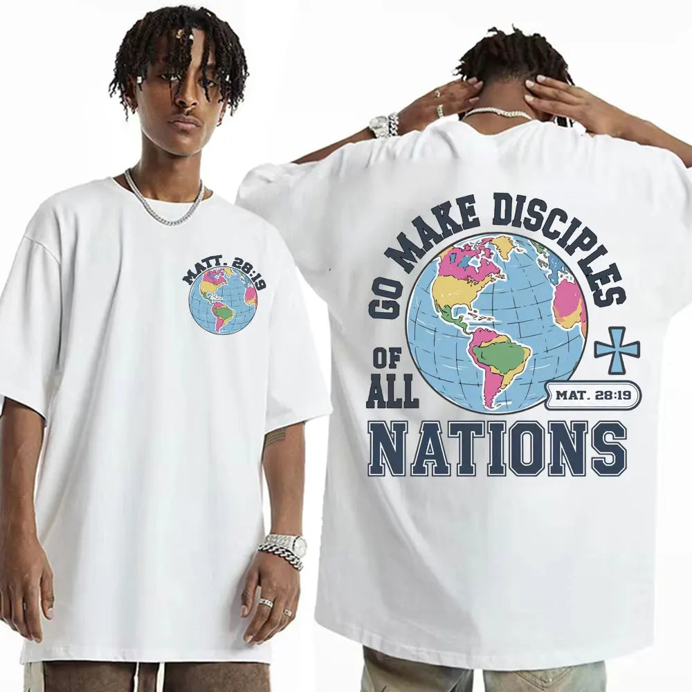 Go Make Disciples Christian Streetwear T Shirts Vintage Men Bible T Shirt Women's Fashion Aesthetic Cotton Short Sleeve T-shirts