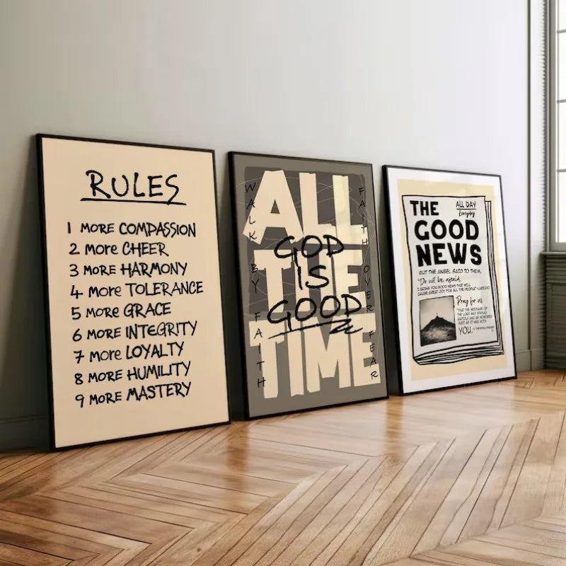 Christian Wall Art Set of 3 Poster or Canvas Print, Bible Verse Modern Art Prints, Scripture Bundle, God Is Good Home Decor Gift
