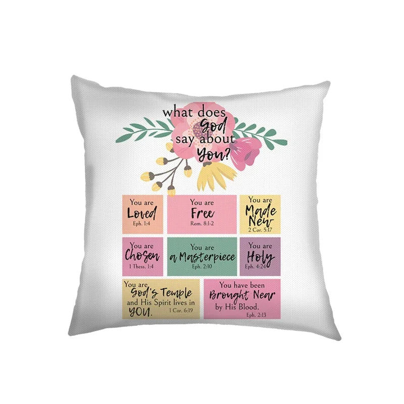Flower Bible Verse Double-side Print Cushion Covers Christian Biblical Proverbs Pillowcase Home Decor Sofa Bedroom Pillow Cover