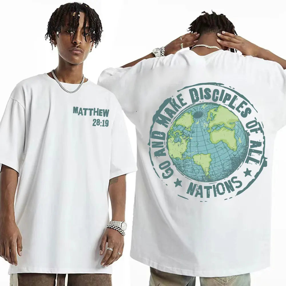 Go Make Disciples Christian Streetwear T Shirts Vintage Men Bible T Shirt Women's Fashion Aesthetic Cotton Short Sleeve T-shirts