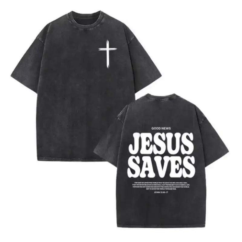Christian Jesus Faith Over Fear Bible Verse Washed T-shirts Men Women Fashion Vintage Oversized T Shirts Harajuku Cotton T-shirt