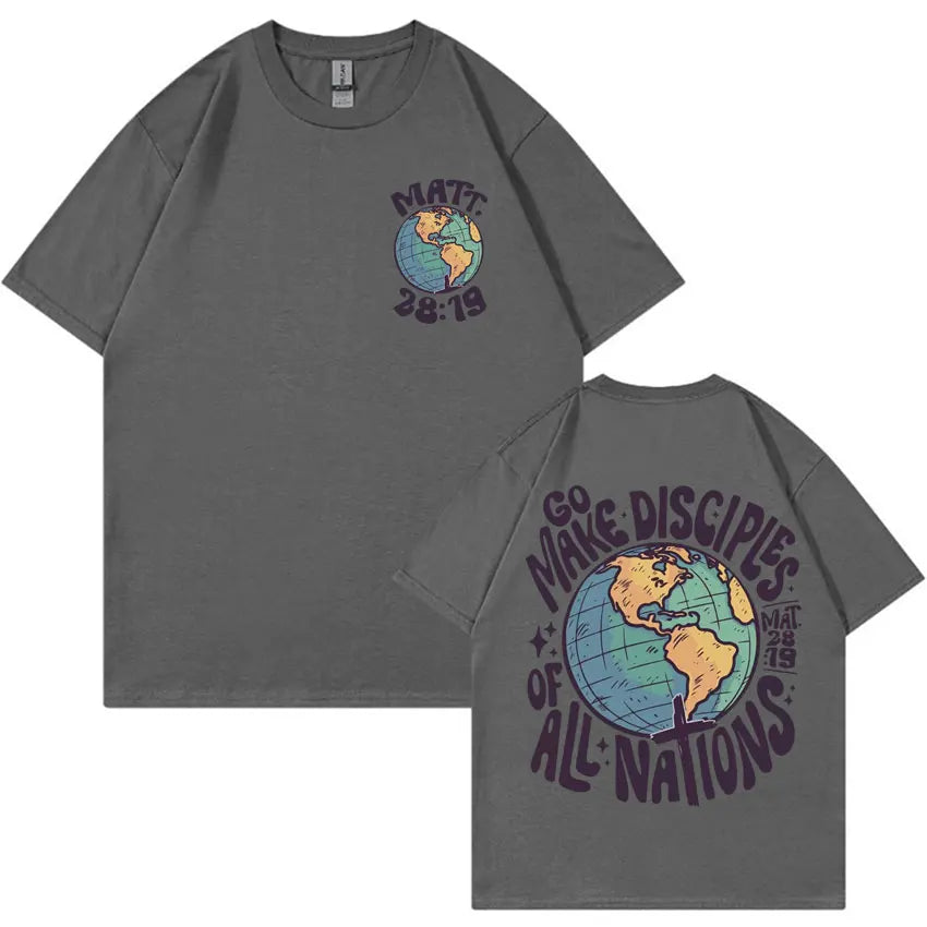 Go Make Disciples Christian Streetwear T Shirts Vintage Men Bible T Shirt Women's Fashion Aesthetic Cotton Short Sleeve T-shirts