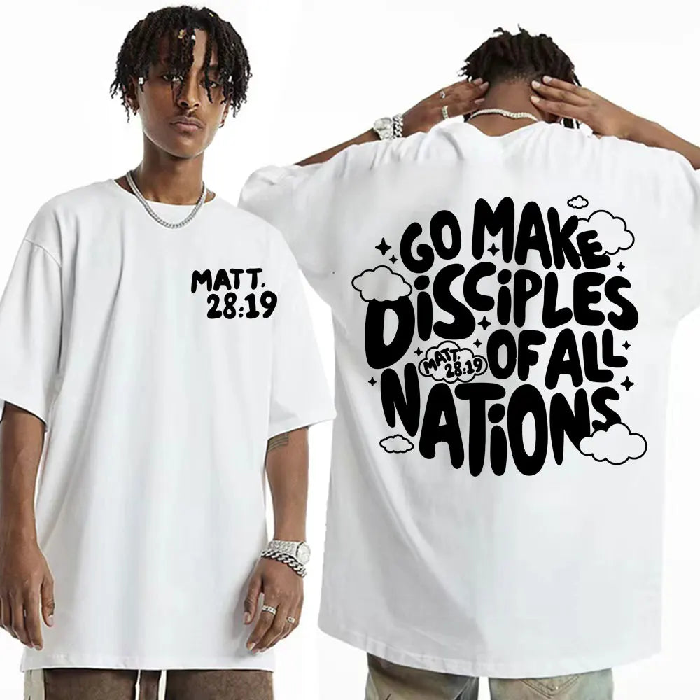 Go Make Disciples Christian Streetwear T Shirts Vintage Men Bible T Shirt Women's Fashion Aesthetic Cotton Short Sleeve T-shirts