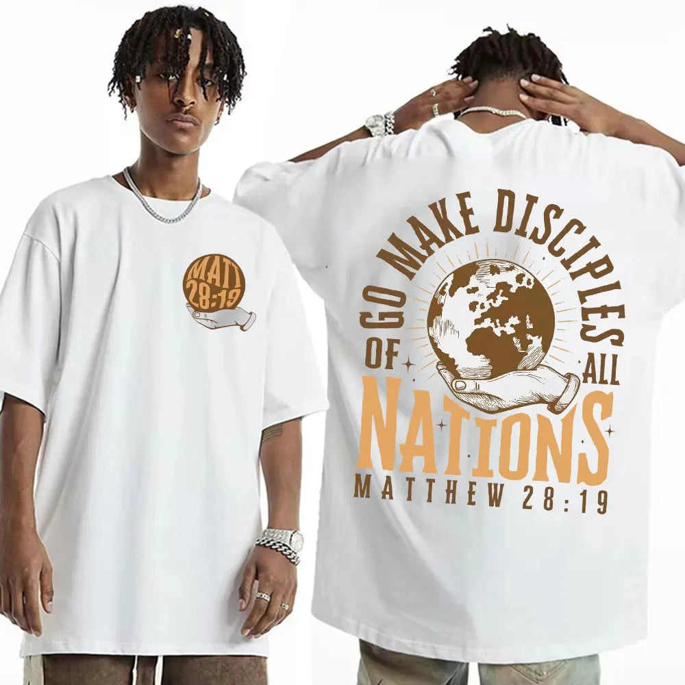 Go Make Disciples Christian Streetwear T Shirts Vintage Men Bible T Shirt Women's Fashion Aesthetic Cotton Short Sleeve T-shirts