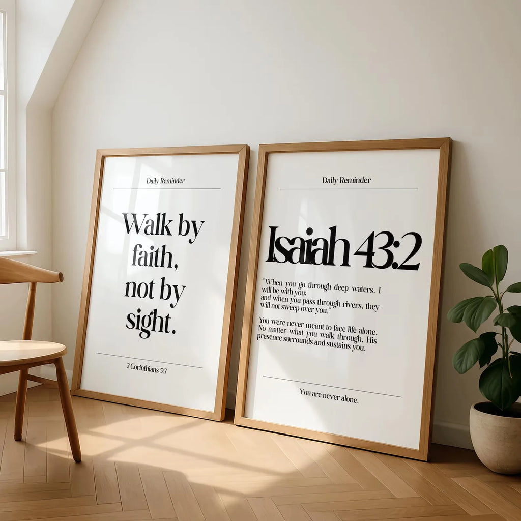 Christian Bible Verse Walk By Faith Wall Art Print Canvas Painting Poster Picture For Living Room,Bedroom,Restaurant Home Decor