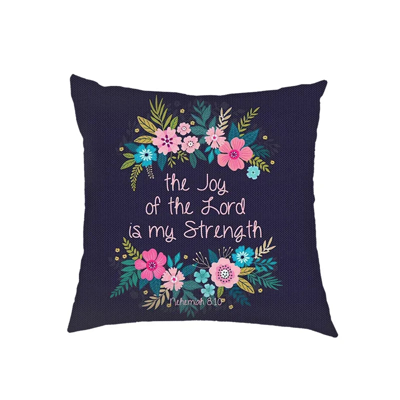 Flower Bible Verse Double-side Print Cushion Covers Christian Biblical Proverbs Pillowcase Home Decor Sofa Bedroom Pillow Cover