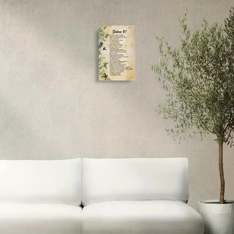 1pc Canvas Poster Religion Art, Psalm 91 Wall Art Spanish Verses No Frame Christian Bible Verses Wall Decor Inspirational Quotes
