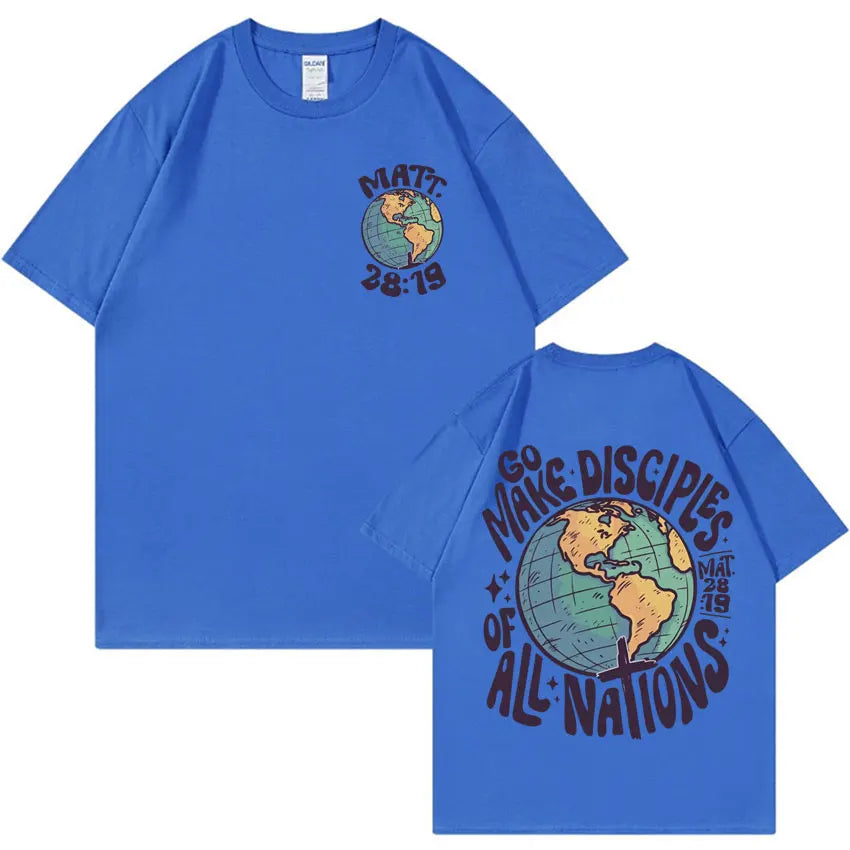 Go Make Disciples Christian Streetwear T Shirts Vintage Men Bible T Shirt Women's Fashion Aesthetic Cotton Short Sleeve T-shirts