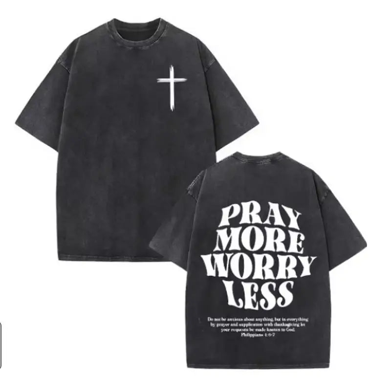 Christian Jesus Faith Over Fear Bible Verse Washed T-shirts Men Women Fashion Vintage Oversized T Shirts Harajuku Cotton T-shirt