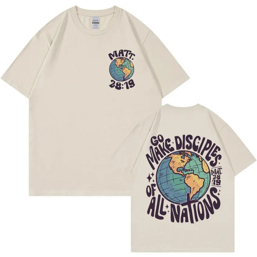 Go Make Disciples Christian Streetwear T Shirts Vintage Men Bible T Shirt Women's Fashion Aesthetic Cotton Short Sleeve T-shirts