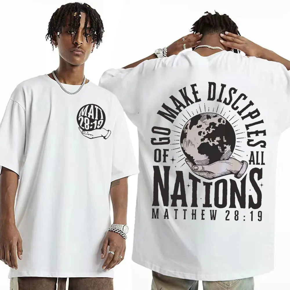 Go Make Disciples Christian Streetwear T Shirts Vintage Men Bible T Shirt Women's Fashion Aesthetic Cotton Short Sleeve T-shirts