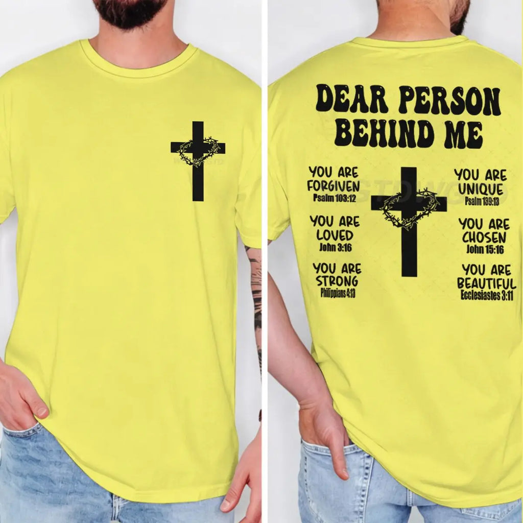 Christian Bible Verse T-shirt "Dear Person Behind Me" Print Men Tshirts Vintage Jesus Trendy Tee Top Short Sleeve Ropa Hombre