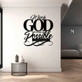 Christian Bible Verse Metal Wall Art "With God All Things Are Possible" - Religious Home Decor Sign