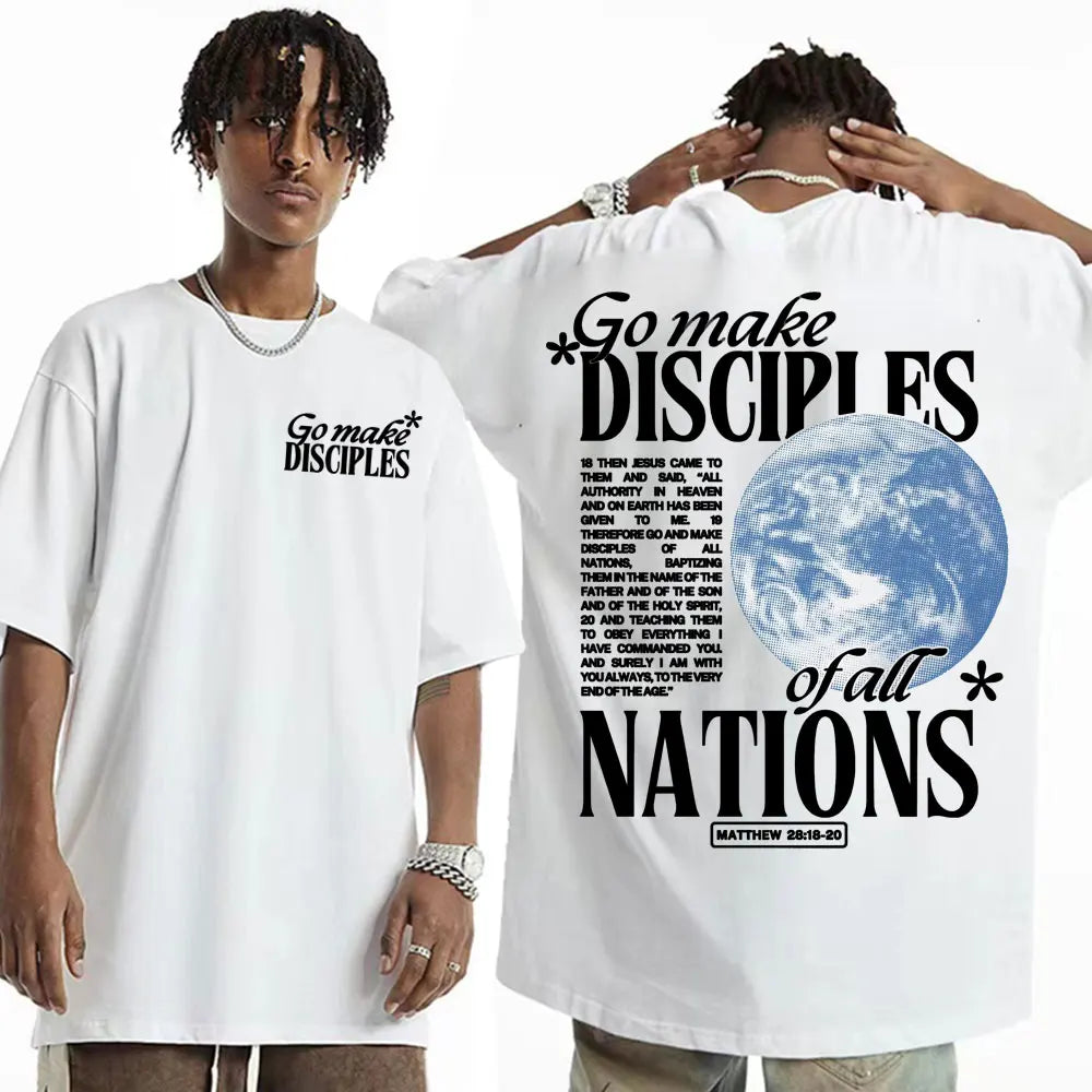 Go Make Disciples Christian Streetwear T Shirts Vintage Men Bible T Shirt Women's Fashion Aesthetic Cotton Short Sleeve T-shirts