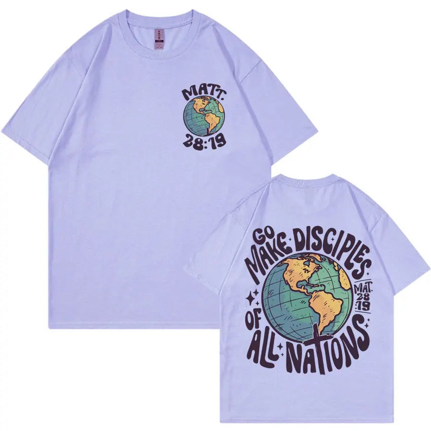 Go Make Disciples Christian Streetwear T Shirts Vintage Men Bible T Shirt Women's Fashion Aesthetic Cotton Short Sleeve T-shirts