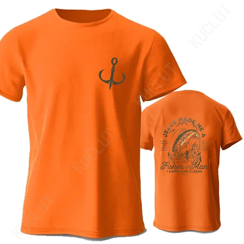 Christian Shirts for Men Christian T Shirts Fisher of Men TShirts Gift for Men Jesus Bible Verse Shirt Dad Birthday Gift Tops