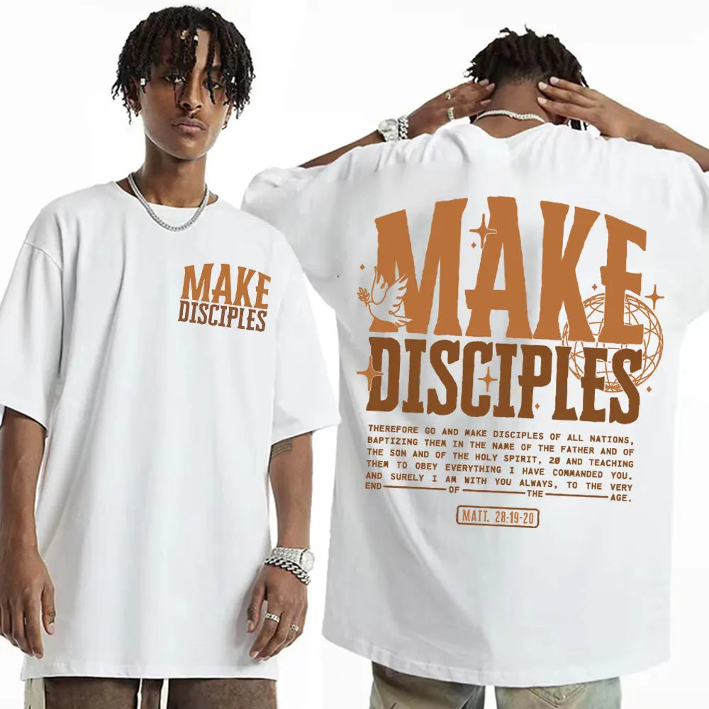 Go Make Disciples Christian Streetwear T Shirts Vintage Men Bible T Shirt Women's Fashion Aesthetic Cotton Short Sleeve T-shirts