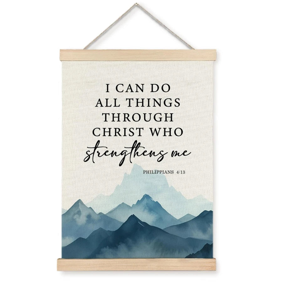 Christian Wall Art Decor Scroll painting Bible Verse Philippians 4:13 - I Can Do All Things Wall Decor Bible Inspirational Decor