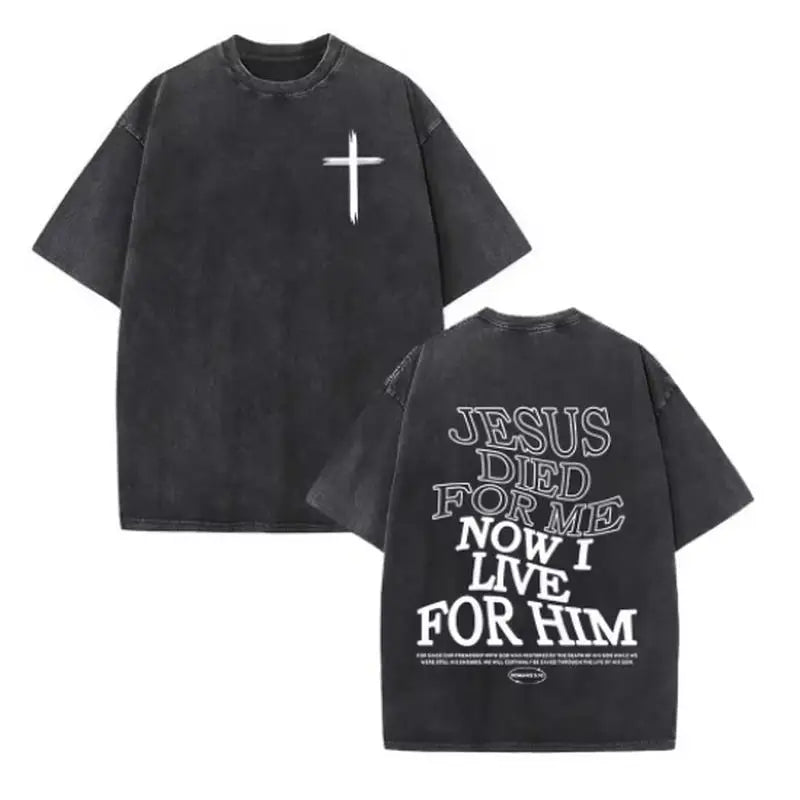 Christian Jesus Faith Over Fear Bible Verse Washed T-shirts Men Women Fashion Vintage Oversized T Shirts Harajuku Cotton T-shirt