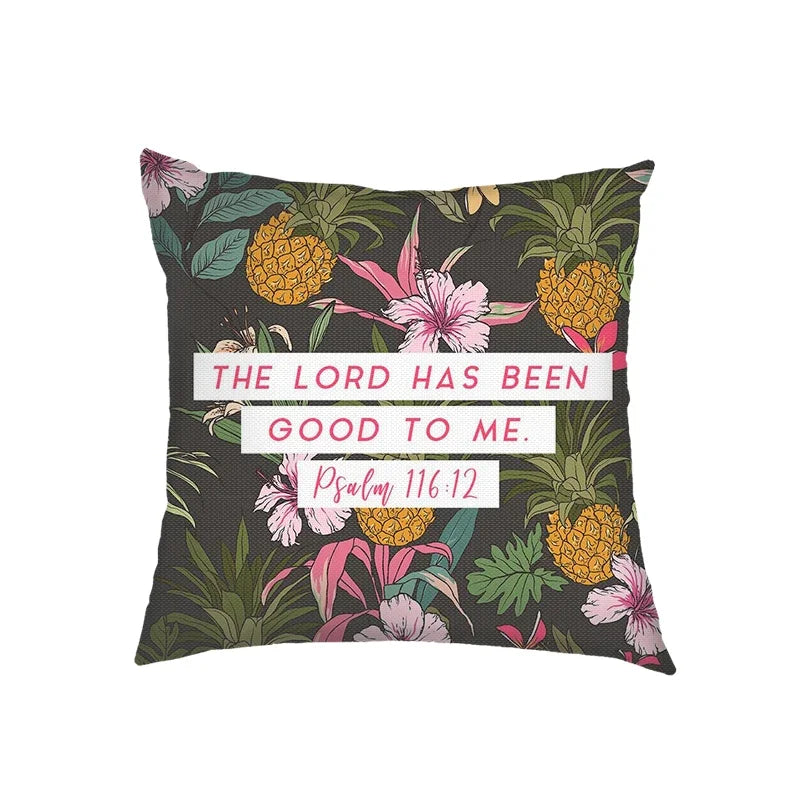 Flower Bible Verse Double-side Print Cushion Covers Christian Biblical Proverbs Pillowcase Home Decor Sofa Bedroom Pillow Cover