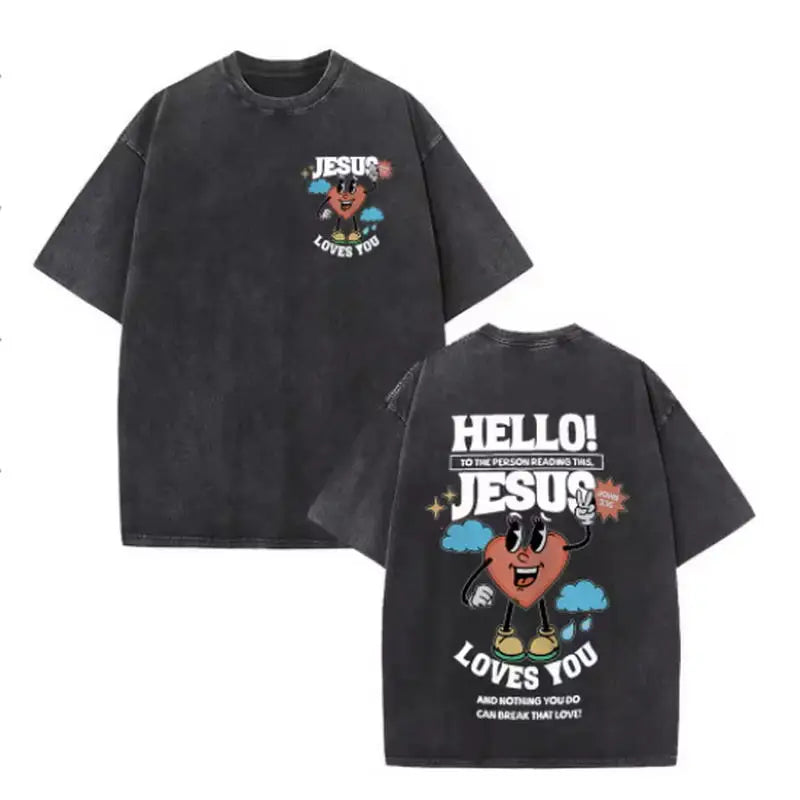 Christian Jesus Faith Over Fear Bible Verse Washed T-shirts Men Women Fashion Vintage Oversized T Shirts Harajuku Cotton T-shirt