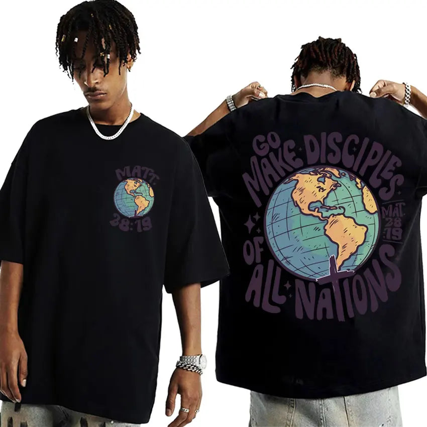 Go Make Disciples Christian Streetwear T Shirts Vintage Men Bible T Shirt Women's Fashion Aesthetic Cotton Short Sleeve T-shirts