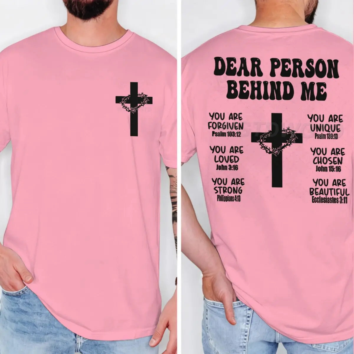 Christian Bible Verse T-shirt "Dear Person Behind Me" Print Men Tshirts Vintage Jesus Trendy Tee Top Short Sleeve Ropa Hombre