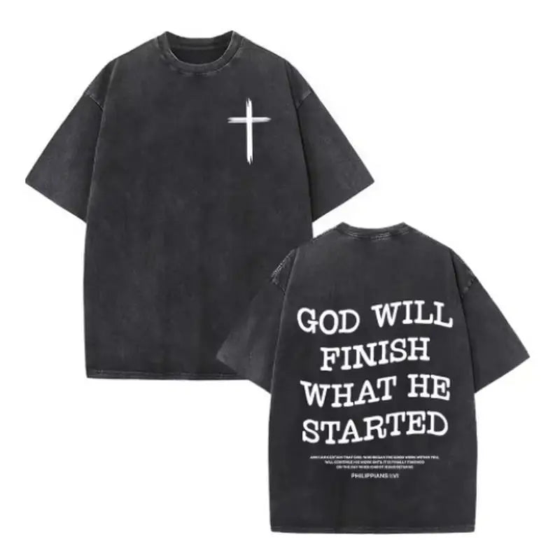Christian Jesus Faith Over Fear Bible Verse Washed T-shirts Men Women Fashion Vintage Oversized T Shirts Harajuku Cotton T-shirt