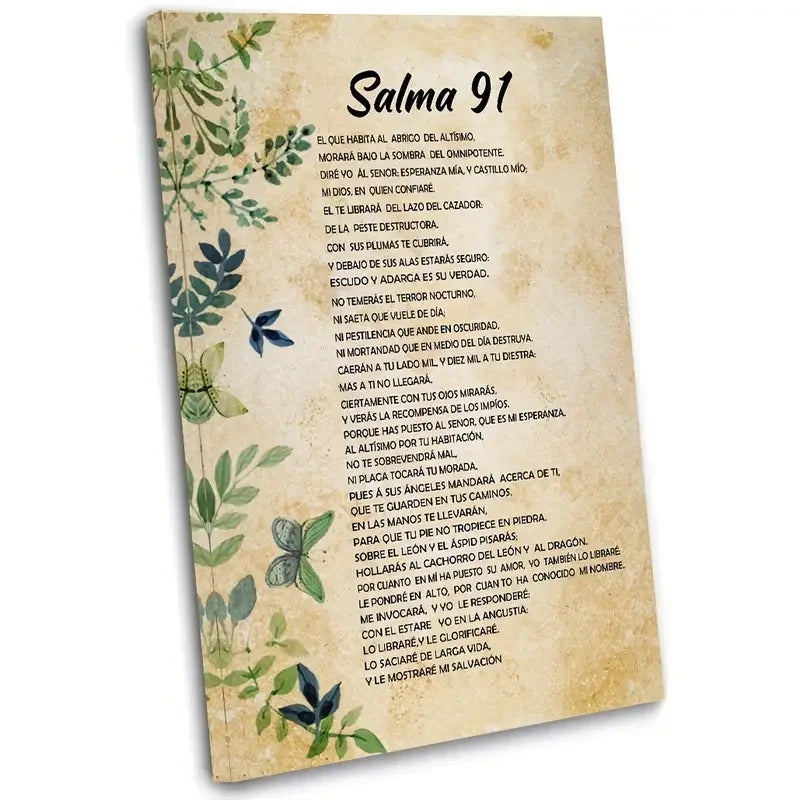 1pc Canvas Poster Religion Art, Psalm 91 Wall Art Spanish Verses No Frame Christian Bible Verses Wall Decor Inspirational Quotes