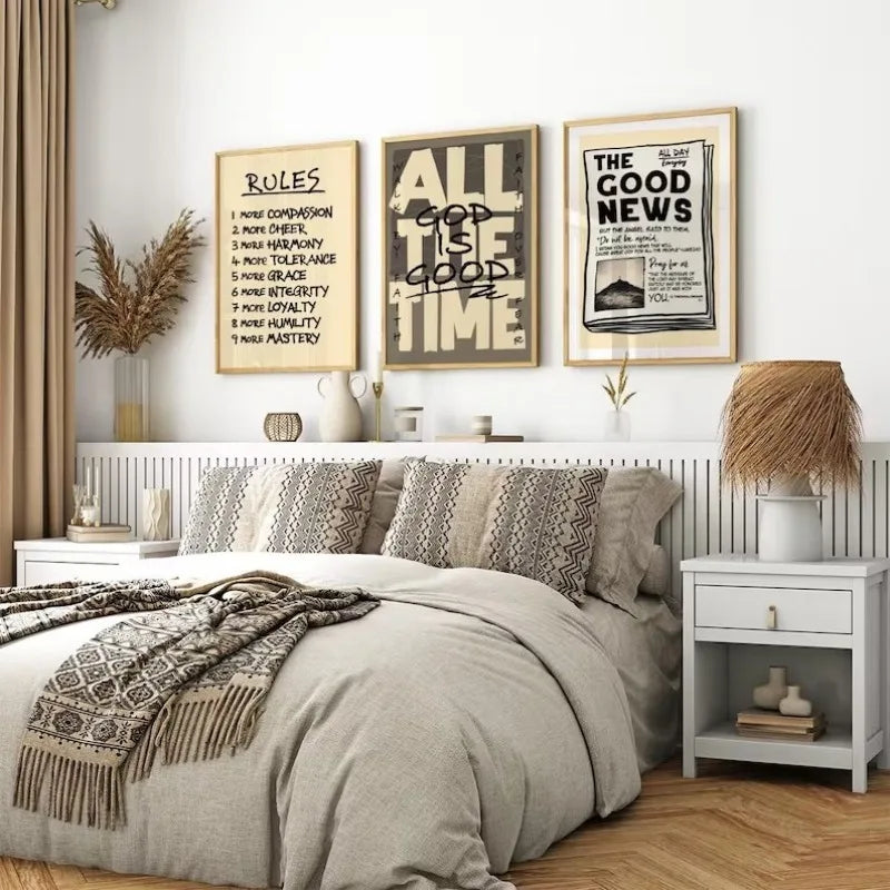 Christian Wall Art Set of 3 Poster or Canvas Print, Bible Verse Modern Art Prints, Scripture Bundle, God Is Good Home Decor Gift