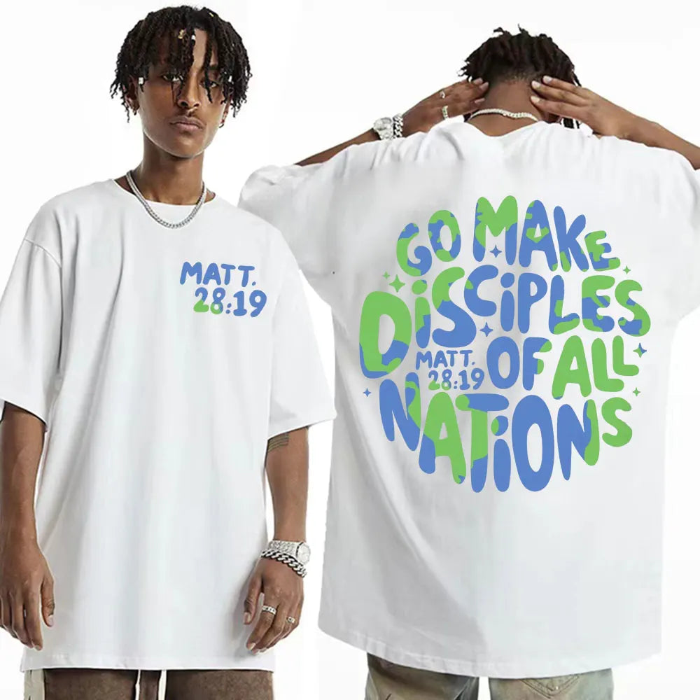 Go Make Disciples Christian Streetwear T Shirts Vintage Men Bible T Shirt Women's Fashion Aesthetic Cotton Short Sleeve T-shirts