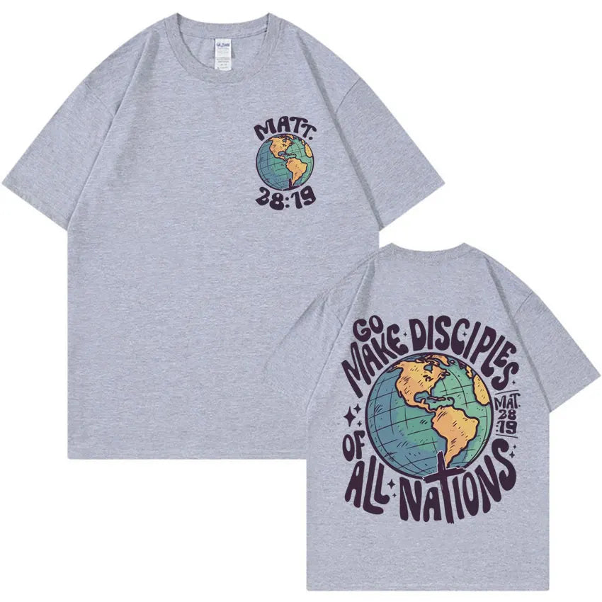 Go Make Disciples Christian Streetwear T Shirts Vintage Men Bible T Shirt Women's Fashion Aesthetic Cotton Short Sleeve T-shirts