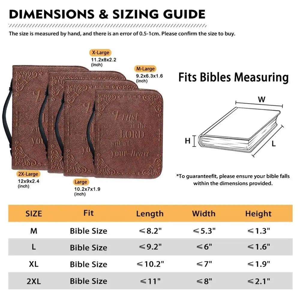 Women Classic Print Bible Bag Zipper Handle Handbags Bible PU Leather Cover Hymns Bible Case Carrying Bible Storage Bags