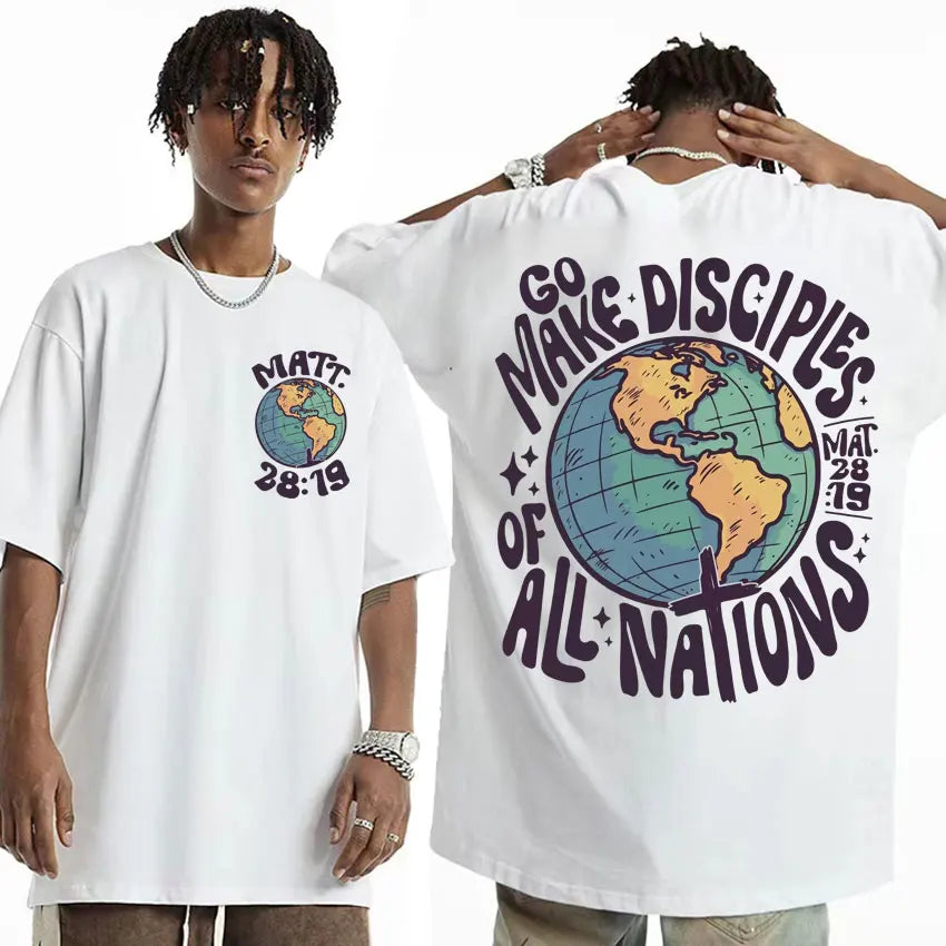 Go Make Disciples Christian Streetwear T Shirts Vintage Men Bible T Shirt Women's Fashion Aesthetic Cotton Short Sleeve T-shirts
