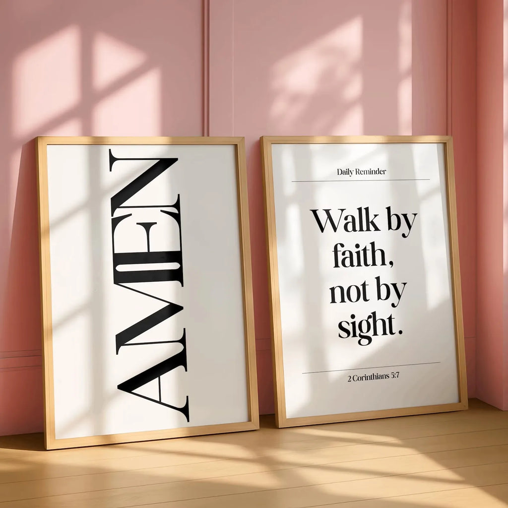 Christian Bible Verse Walk By Faith Wall Art Print Canvas Painting Poster Picture For Living Room,Bedroom,Restaurant Home Decor