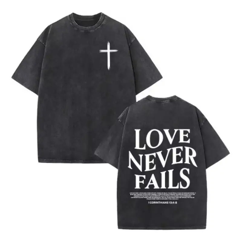 Christian Jesus Faith Over Fear Bible Verse Washed T-shirts Men Women Fashion Vintage Oversized T Shirts Harajuku Cotton T-shirt